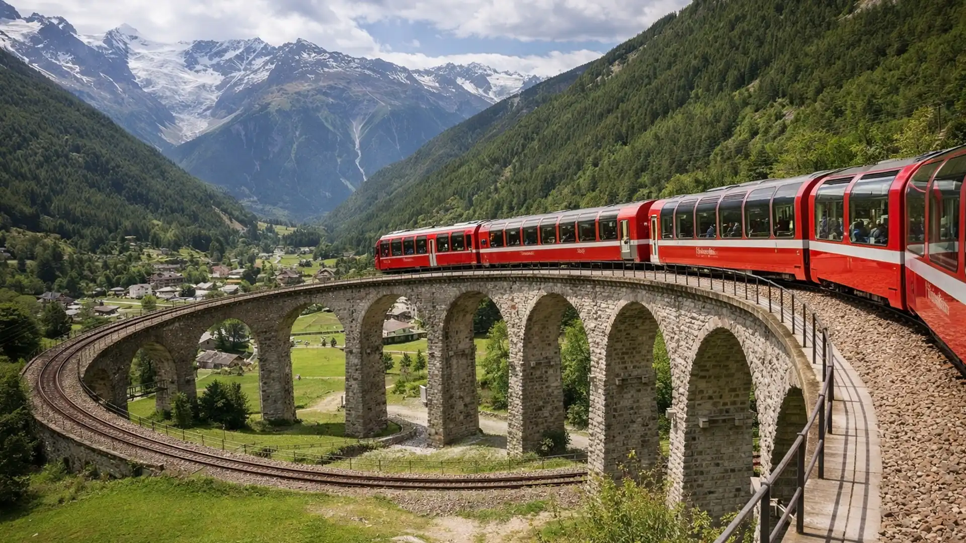 Bernina Express, trenul care urcă Alpii fără cremalieră și sfidează limitele ingineriei feroviare