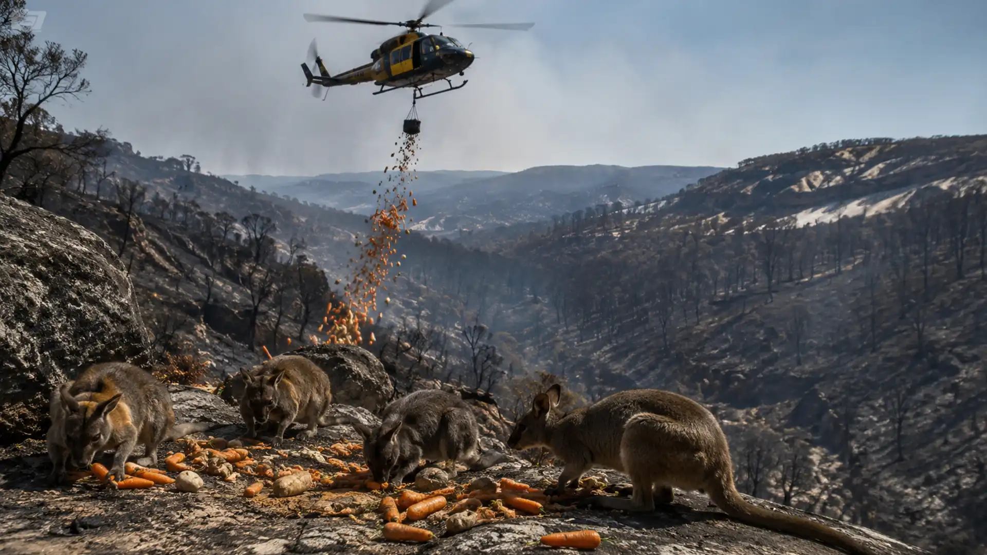 Ajutor din cer pentru animalele rămase fără hrană după incendiile din Australia