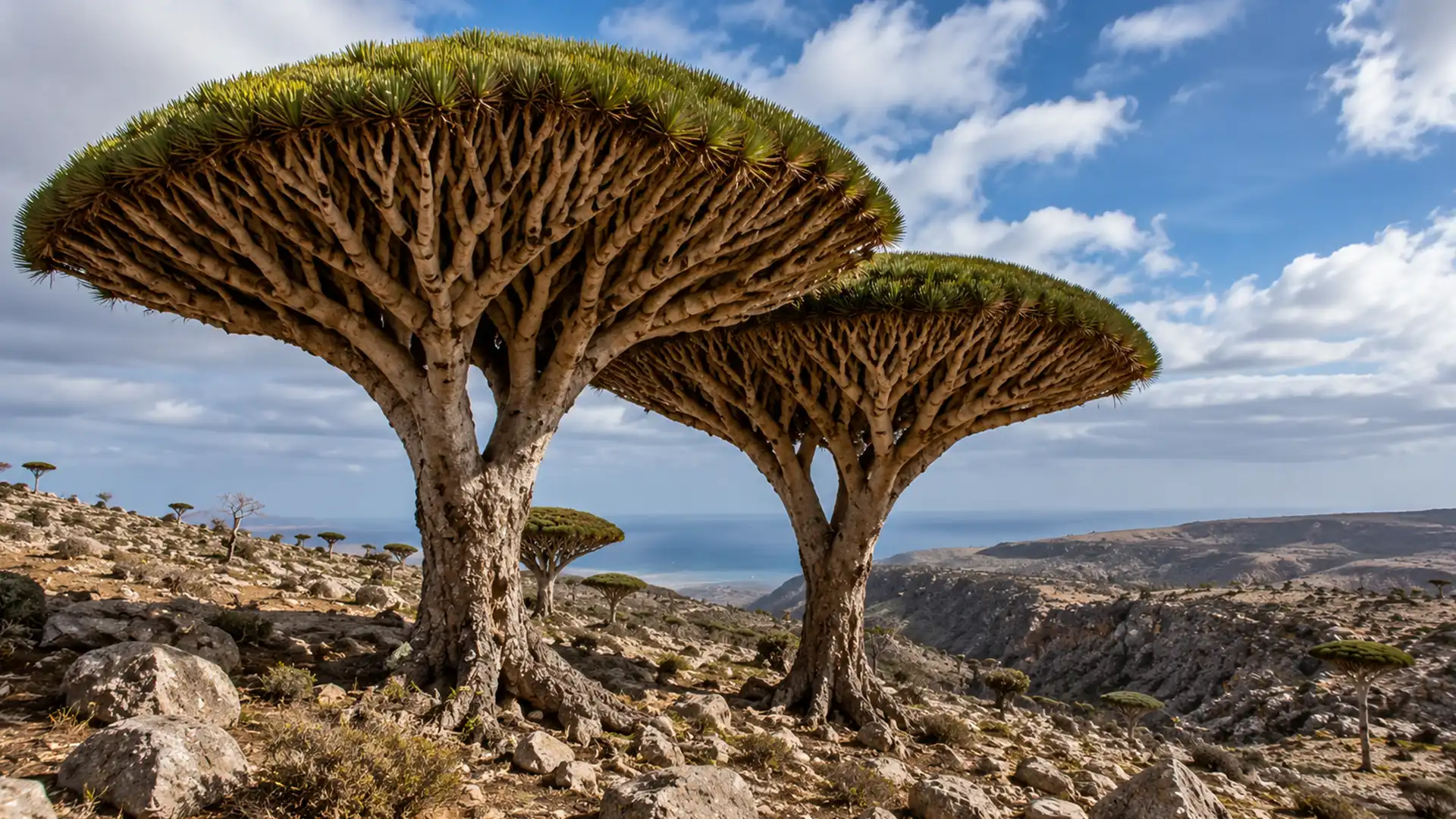Copacii „cu sânge de dragon”, comoara unică a insulei Socotra